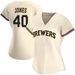 Greg Jones Milwaukee Brewers Women's Authentic Home Jersey - Cream