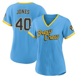 Greg Jones Milwaukee Brewers Women's Authentic Powder 2022 City Connect Jersey - Blue