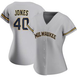 Greg Jones Milwaukee Brewers Women's Authentic Road Jersey - Gray