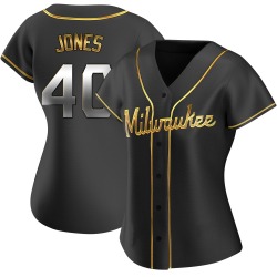 Greg Jones Milwaukee Brewers Women's Replica Alternate Jersey - Black Golden