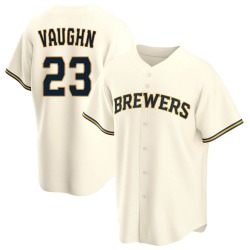 Greg Vaughn Milwaukee Brewers Youth Replica Home Jersey - Cream