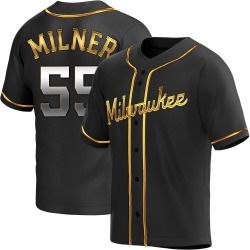 Hoby Milner Milwaukee Brewers Men's Replica Alternate Jersey - Black Golden