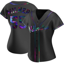 Hoby Milner Milwaukee Brewers Women's Replica Alternate Jersey - Black Holographic