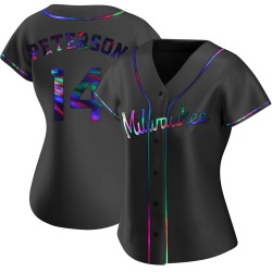Jace Peterson Milwaukee Brewers Women's Replica Alternate Jersey - Black Holographic