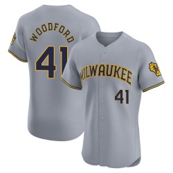 Jake Woodford Milwaukee Brewers Men's Elite Road Jersey - Gray