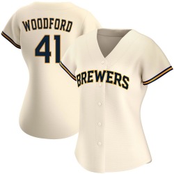 Jake Woodford Milwaukee Brewers Women's Authentic Home Jersey - Cream