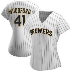 Jake Woodford Milwaukee Brewers Women's Replica /Navy Alternate Jersey - White