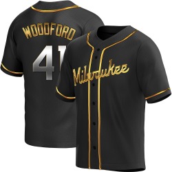 Jake Woodford Milwaukee Brewers Youth Replica Alternate Jersey - Black Golden