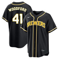 Jake Woodford Milwaukee Brewers Youth Replica Fashion Out Jersey - Black