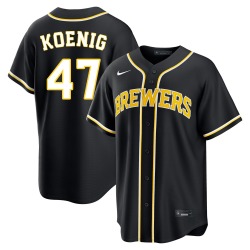 Jared Koenig Milwaukee Brewers Men's Replica Fashion Out Jersey - Black