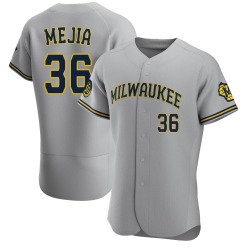 J.C. Mejia Milwaukee Brewers Men's Authentic Road Jersey - Gray