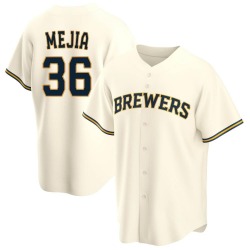 J.C. Mejia Milwaukee Brewers Men's Replica Home Jersey - Cream