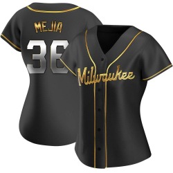 J.C. Mejia Milwaukee Brewers Women's Replica Alternate Jersey - Black Golden