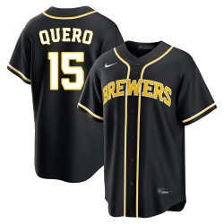 Jeferson Quero Milwaukee Brewers Youth Replica Fashion Out Jersey - Black