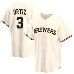 Joey Ortiz Milwaukee Brewers Youth Replica Home Jersey - Cream