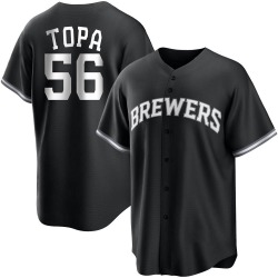 Justin Topa Milwaukee Brewers Youth Replica Black/ Jersey - White