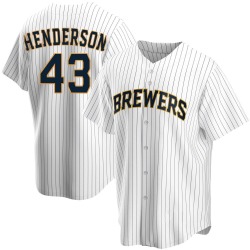 Logan Henderson Milwaukee Brewers Men's Replica Home Jersey - White
