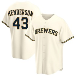 Logan Henderson Milwaukee Brewers Youth Replica Home Jersey - Cream