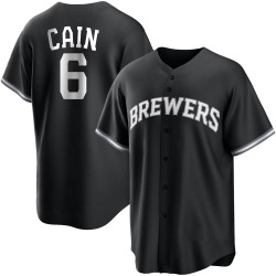 Lorenzo Cain Milwaukee Brewers Men's Replica Black/ Jersey - White