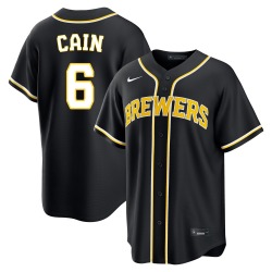 Lorenzo Cain Milwaukee Brewers Men's Replica Fashion Out Jersey - Black