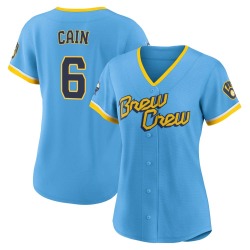 Lorenzo Cain Milwaukee Brewers Women's Authentic Powder 2022 City Connect Jersey - Blue