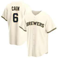 Lorenzo Cain Milwaukee Brewers Youth Replica Home Jersey - Cream