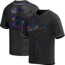 Luis Matos Milwaukee Brewers Men's Replica Alternate Jersey - Black Holographic
