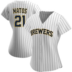 Luis Matos Milwaukee Brewers Women's Authentic /Navy Alternate Jersey - White