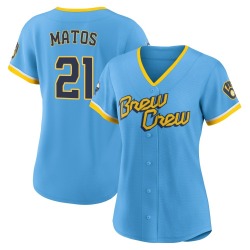 Luis Matos Milwaukee Brewers Women's Authentic Powder 2022 City Connect Jersey - Blue