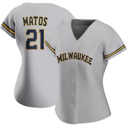 Luis Matos Milwaukee Brewers Women's Authentic Road Jersey - Gray