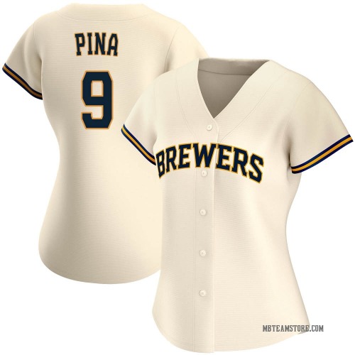 Milwaukee Brewers Manny Pina Authentic Home Team Cream Jersey
