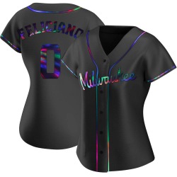 Mario Feliciano Milwaukee Brewers Women's Replica Alternate Jersey - Black Holographic