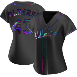 Matt Albers Milwaukee Brewers Women's Replica Alternate Jersey - Black Holographic