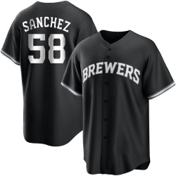 Miguel Sanchez Milwaukee Brewers Youth Replica Black/ Jersey - White