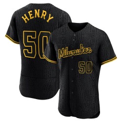 Payton Henry Milwaukee Brewers Men's Authentic Snake Skin City Jersey - Black