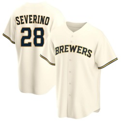 Pedro Severino Milwaukee Brewers Men's Replica Home Jersey - Cream