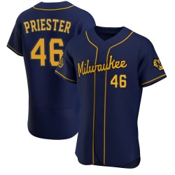 Quinn Priester Milwaukee Brewers Men's Authentic Alternate Jersey - Navy