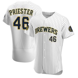Quinn Priester Milwaukee Brewers Men's Authentic Alternate Jersey - White