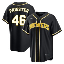 Quinn Priester Milwaukee Brewers Youth Replica Fashion Out Jersey - Black