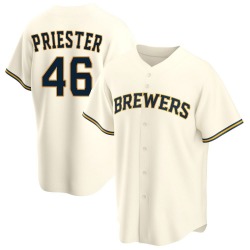 Quinn Priester Milwaukee Brewers Youth Replica Home Jersey - Cream