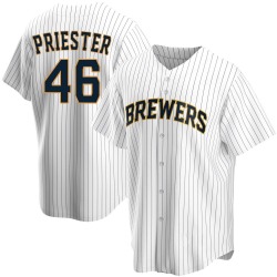 Quinn Priester Milwaukee Brewers Youth Replica Home Jersey - White