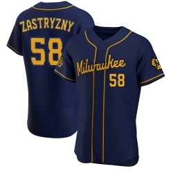 Rob Zastryzny Milwaukee Brewers Men's Authentic Alternate Jersey - Navy