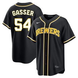 Robert Gasser Milwaukee Brewers Men's Replica Fashion Out Jersey - Black