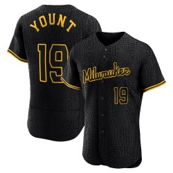 Robin Yount Milwaukee Brewers Men's Authentic Snake Skin City Jersey - Black