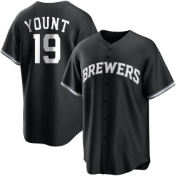 Robin Yount Milwaukee Brewers Men's Replica Black/ Jersey - White