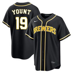 Robin Yount Milwaukee Brewers Men's Replica Fashion Out Jersey - Black