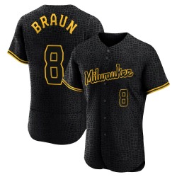 Ryan Braun Milwaukee Brewers Men's Authentic Snake Skin City Jersey - Black