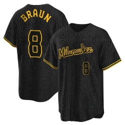 Ryan Braun Milwaukee Brewers Men's Replica Snake Skin City Jersey - Black
