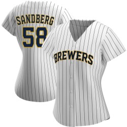 Ryan Sandberg Milwaukee Brewers Women's Replica /Navy Alternate Jersey - White