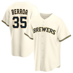 Steward Berroa Milwaukee Brewers Youth Replica Home Jersey - Cream